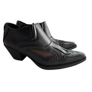 Roper Short Booties Sarah Women's 6.5 Snip Toe Inlay Accents Slip On Heels